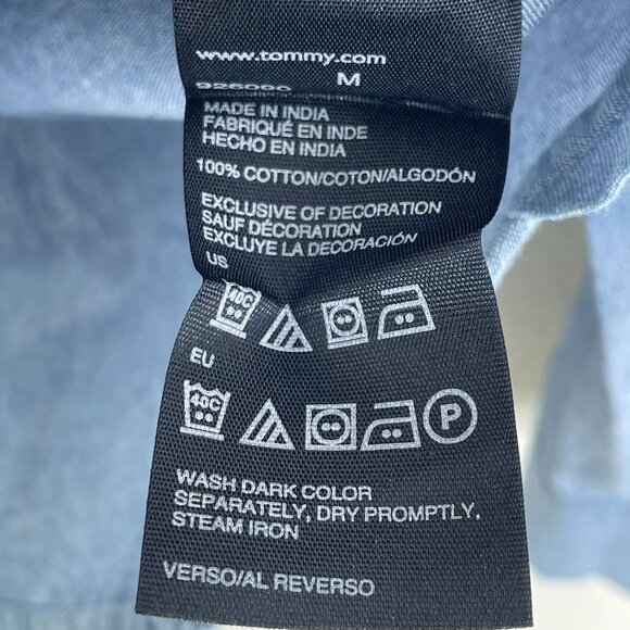 Tommy Hilfiger Womens Medium Light Blue Cotton Button Up Shirt Roll Tab Sleeve - Picture 4 of 9